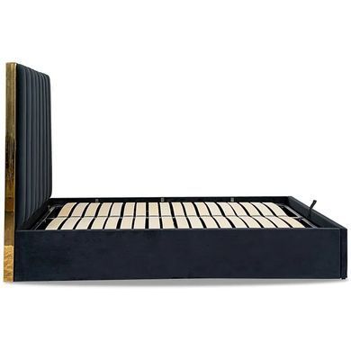 Ліжко двоспальне оксамитове MEBEL ELITE EMILIO Velvet 160x200 см Чорний фотографія