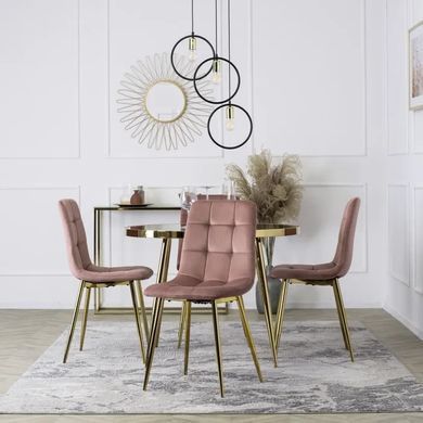 Стілець оксамитовий MEBEL ELITE YORK Velvet, Рожевий / Золотий фотографія