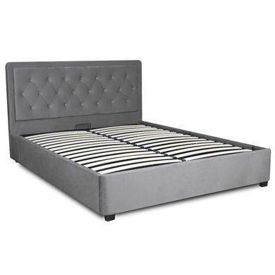 Ліжко двоспальне оксамитове MEBEL ELITE CROS Velvet 140x200 см Темно Сірий фотографія