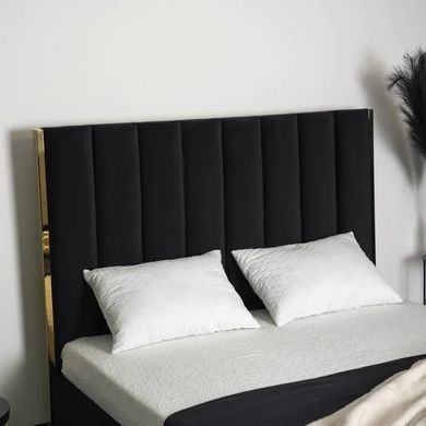 Ліжко двоспальне оксамитове MEBEL ELITE EMILIO Velvet 160x200 см Чорний фотографія