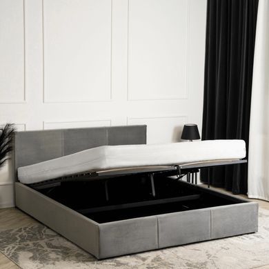 Ліжко двоспальне оксамитове MEBEL ELITE ALISSON Velvet 140x200 Сірий фотографія