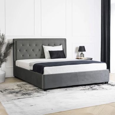 Ліжко двоспальне оксамитове MEBEL ELITE CROS Velvet 140x200 см Темно Сірий фотографія