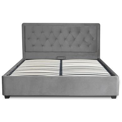 Ліжко двоспальне оксамитове MEBEL ELITE CROS Velvet 140x200 см Темно Сірий фотографія