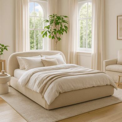 Ліжко двоспальне MEBEL ELITE ROSSO 160x200 см Беж Букле фотографія