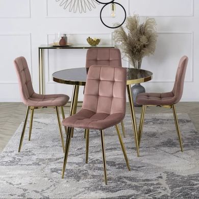 Стілець оксамитовий MEBEL ELITE YORK Velvet, Рожевий / Золотий фотографія