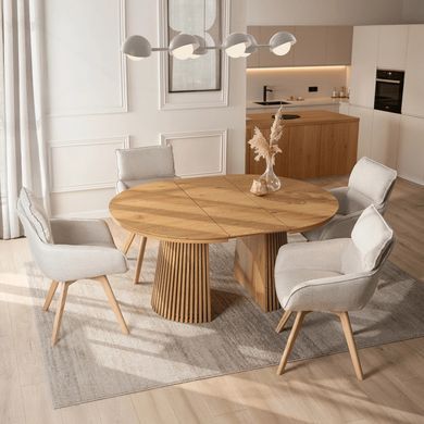 Стіл розкладний круглий MEBEL ELITE ADRIEN 120(200)х120 см Дуб фотографія