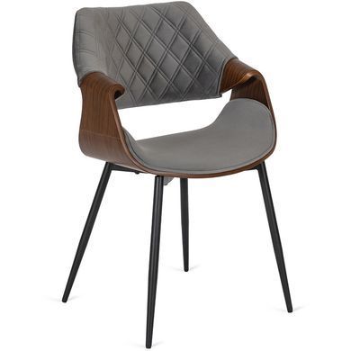 Комплект стол MEBEL ELITE LINO 100х100 см Орех/Черный +4 стула DAKOTA серый/ореховый фотография