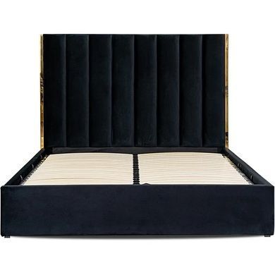 Ліжко двоспальне оксамитове MEBEL ELITE EMILIO Velvet 160x200 см Чорний фотографія