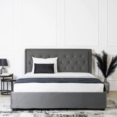 Ліжко двоспальне оксамитове MEBEL ELITE CROS Velvet 140x200 см Темно Сірий фотографія