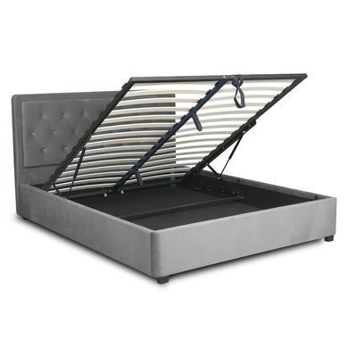 Ліжко двоспальне оксамитове MEBEL ELITE CROS Velvet 140x200 см Темно Сірий фотографія