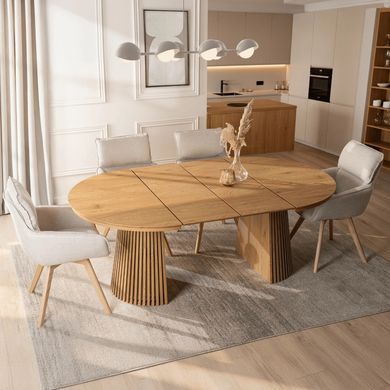 Стіл розкладний круглий MEBEL ELITE ADRIEN 120(200)х120 см Дуб фотографія