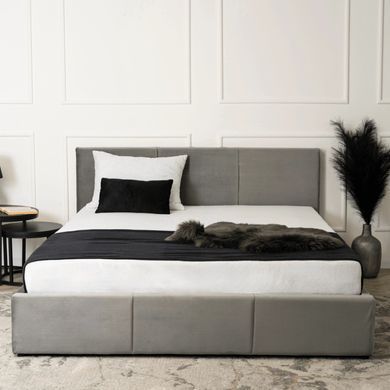 Ліжко двоспальне оксамитове MEBEL ELITE ALISSON Velvet 140x200 Сірий фотографія