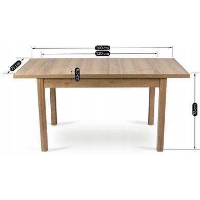 Стіл розкладний MEBEL ELITE SKUBI 120(160)х75 см Дуб рив'єра фотографія