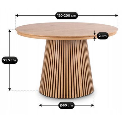 Стіл розкладний круглий MEBEL ELITE ADRIEN 120(200)х120 см Дуб фотографія