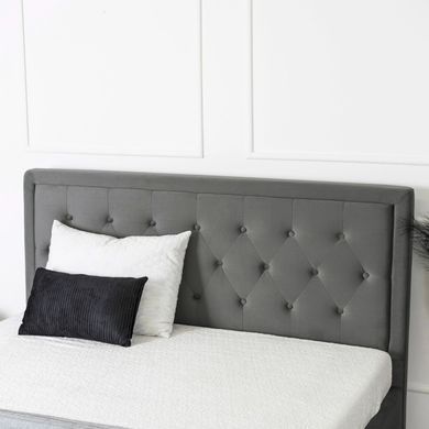 Ліжко двоспальне оксамитове MEBEL ELITE CROS Velvet 140x200 см Темно Сірий фотографія