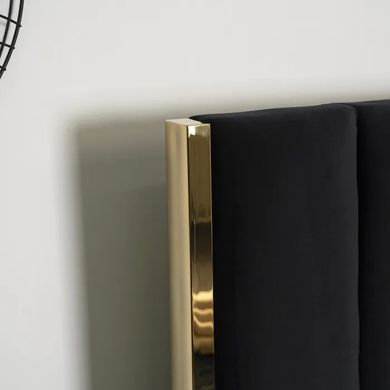 Ліжко двоспальне оксамитове MEBEL ELITE EMILIO Velvet 160x200 см Чорний фотографія