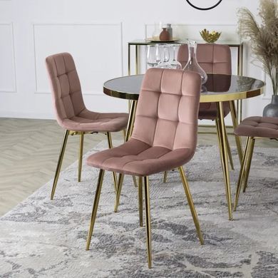 Стілець оксамитовий MEBEL ELITE YORK Velvet, Рожевий / Золотий фотографія