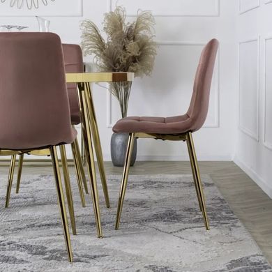 Стілець оксамитовий MEBEL ELITE YORK Velvet, Рожевий / Золотий фотографія