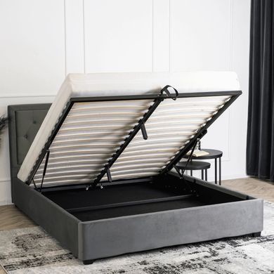 Ліжко двоспальне оксамитове MEBEL ELITE CROS Velvet 140x200 см Темно Сірий фотографія