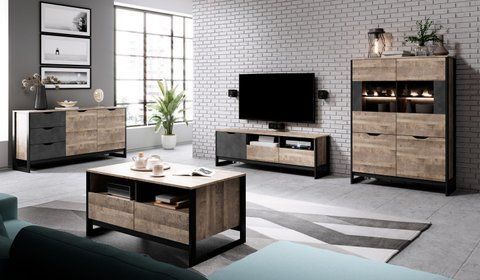 Стенка Perfect Home Арден / Arden B Дуб санд гранж/матера фотография