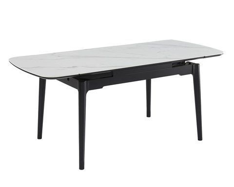 Стол DUBLIN CERAMIC 120(180)*80 Intarsio белый глянец/черный каркас фотография
