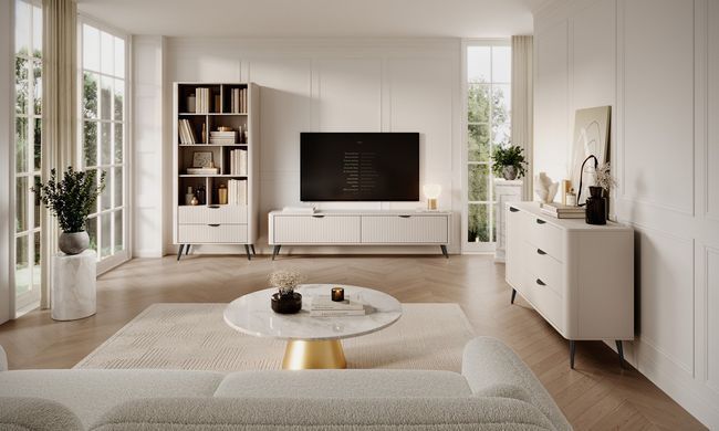 Стеллаж Perfect Home Ланте/Lante 2S с 2 ящиками и черными ножками Беж фотография