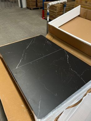 Стіл розкладний BERLIN CERAMIC Intarsio 111(140)x75 чорний мат/чорний каркас фотографія