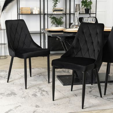 Комплект стіл розкладний MEBEL ELITE CLARK 120(160)х80 см Чорний +4 стільці CORK Чорний фотографія