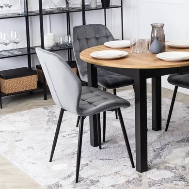 Стул бархатный MEBEL ELITE LUCKY Velvet, Серый / Черный фотография