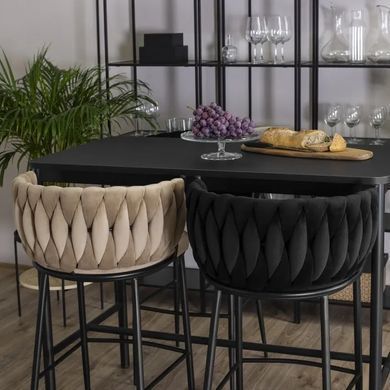 Барний стілець оксамитовий MEBEL ELITE FLORES Velvet чорний / чорний фотографія