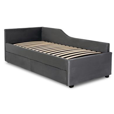 Ліжко оксамитове MEBEL ELITE JONAS Velvet 90x200 Сірий фотографія