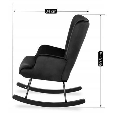 Кресло-качалка бархатное MEBEL ELITE ELIS Velvet Черный фотография