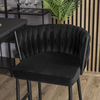 Барний стілець оксамитовий MEBEL ELITE FLORES Velvet чорний / чорний фотографія