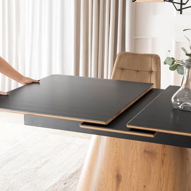 Стіл розкладний MEBEL ELITE LIZBONA 160(200)х90 см Чорний/Дуб фотографія
