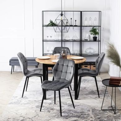Стул бархатный MEBEL ELITE LUCKY Velvet, Серый / Черный фотография