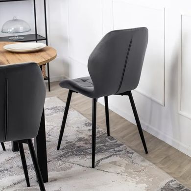 Стул бархатный MEBEL ELITE LUCKY Velvet, Серый / Черный фотография