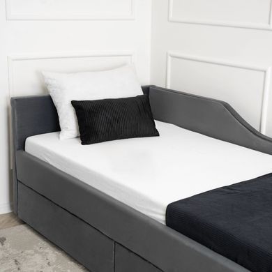 Ліжко оксамитове MEBEL ELITE JONAS Velvet 90x200 Сірий фотографія