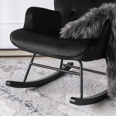 Кресло-качалка бархатное MEBEL ELITE ELIS Velvet Черный фотография