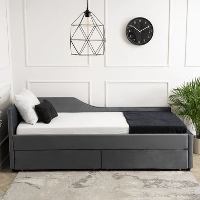 Ліжко оксамитове MEBEL ELITE JONAS Velvet 90x200 Сірий фотографія