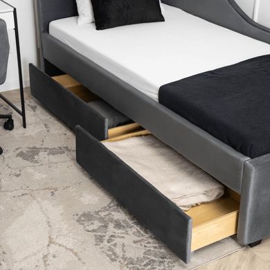 Ліжко оксамитове MEBEL ELITE JONAS Velvet 90x200 Сірий фотографія