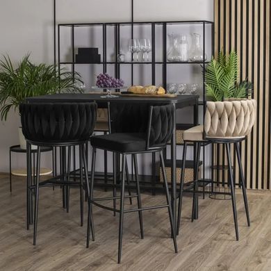 Барний стілець оксамитовий MEBEL ELITE FLORES Velvet чорний / чорний фотографія