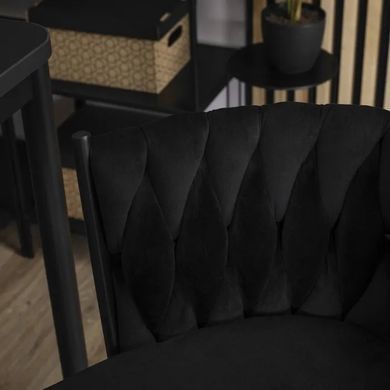 Барний стілець оксамитовий MEBEL ELITE FLORES Velvet чорний / чорний фотографія