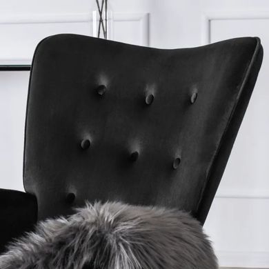 Кресло-качалка бархатное MEBEL ELITE ELIS Velvet Черный фотография