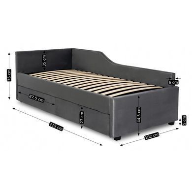 Ліжко оксамитове MEBEL ELITE JONAS Velvet 90x200 Сірий фотографія