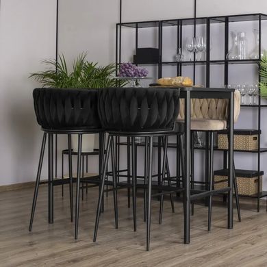 Барний стілець оксамитовий MEBEL ELITE FLORES Velvet чорний / чорний фотографія
