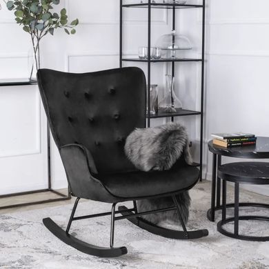 Кресло-качалка бархатное MEBEL ELITE ELIS Velvet Черный фотография