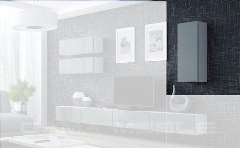 Витрина навесная VIGO Cama 90 Белый Мат / Серый Глянец фотография