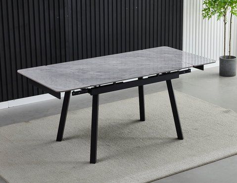 Стіл розкладний MADRID CERAMIC Intarsio 120(180)*85 Сірий Глянець Чорний фотографія