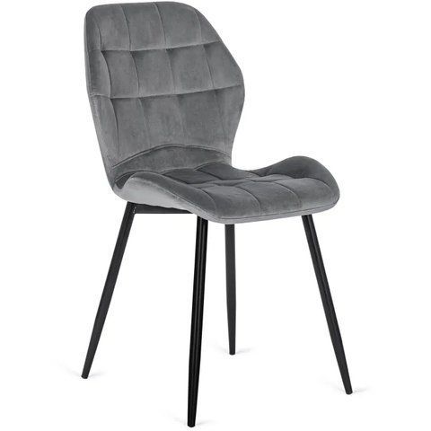 Стул бархатный MEBEL ELITE LUCKY Velvet, Серый / Черный фотография