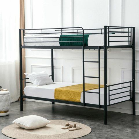 Двухъярусная кровать 90x200 см MEBEL ELITE RODEZ черный фотография